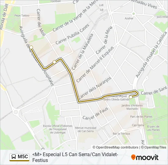 M5C Bus Line Map