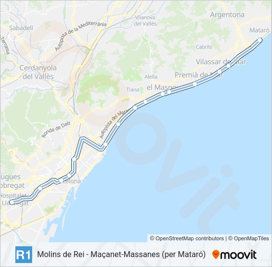 Mapa de R1 de tren