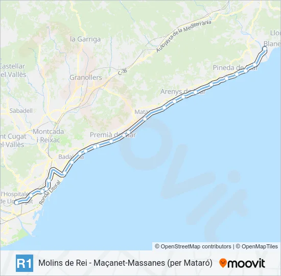 R1 Train Line Map