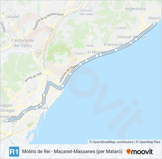 R1 Train Line Map