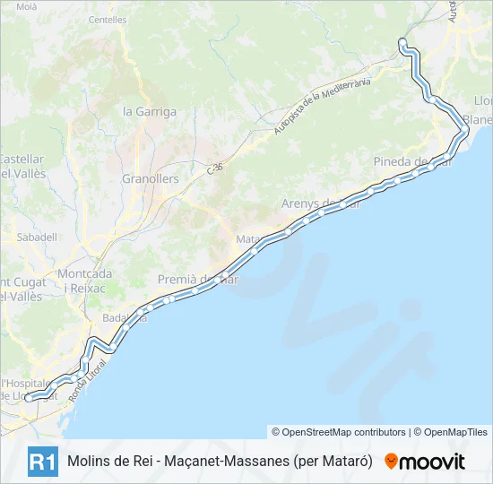 R1 Train Line Map