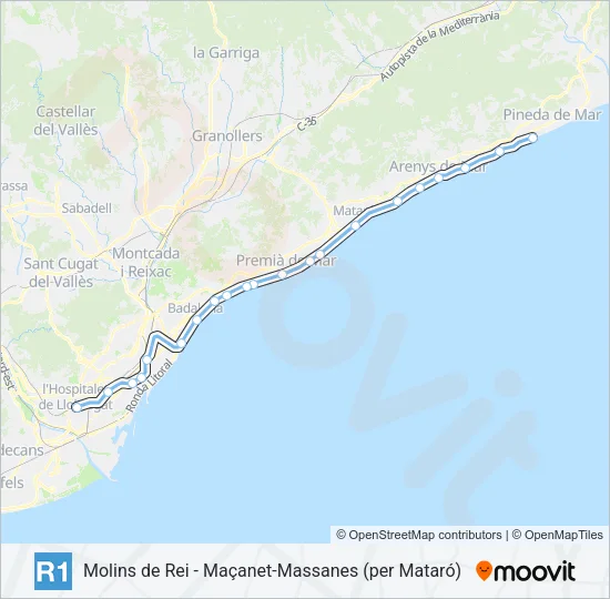 R1 Train Line Map