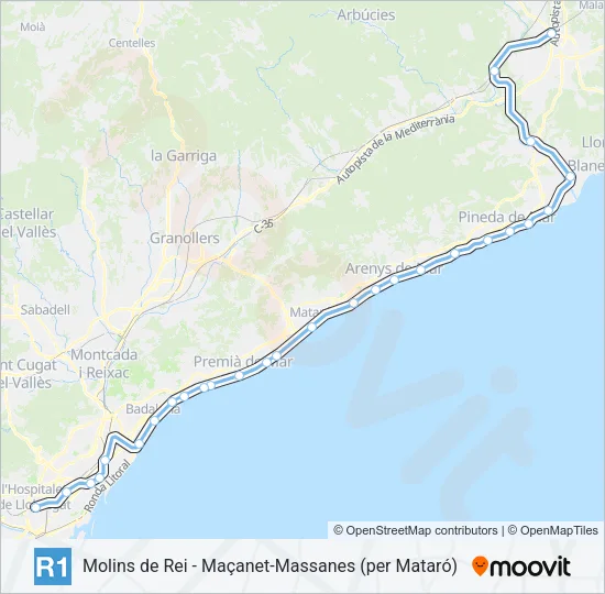 R1 Train Line Map