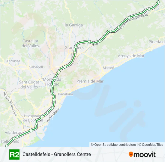 R2 tren Mapa de línia
