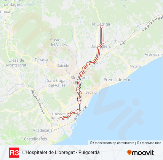 Mapa de R3 de tren