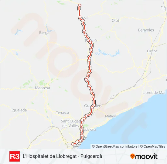 R3 tren Mapa de línia
