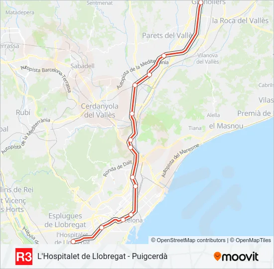 R3 Train Line Map