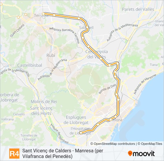 Mapa de R4 de tren