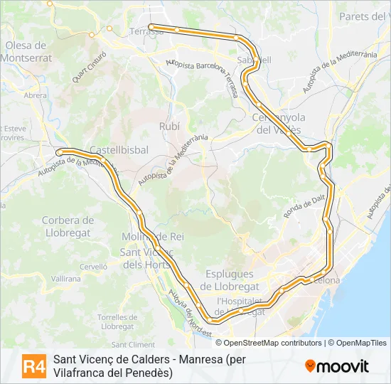 R4 tren Mapa de línia