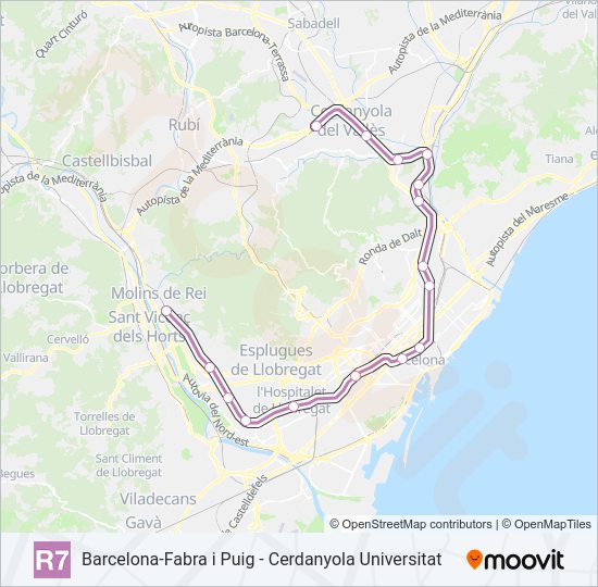 Mapa de R7 de tren