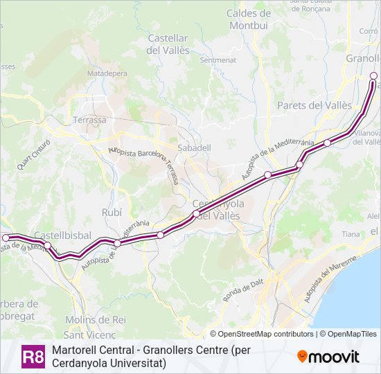 Mapa de R8 de tren