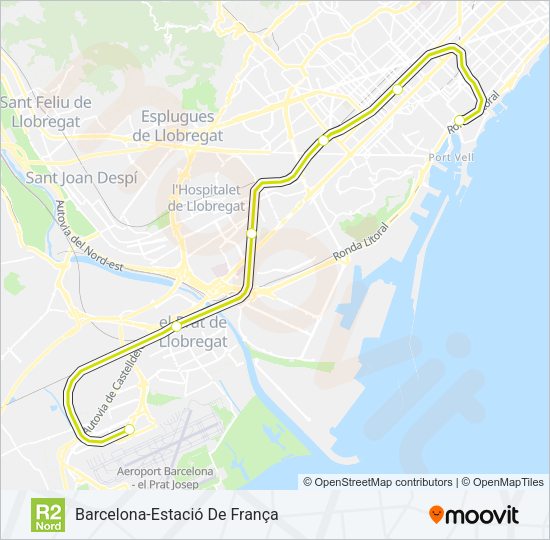Mapa de R2N de tren