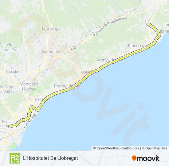 R2N Train Line Map