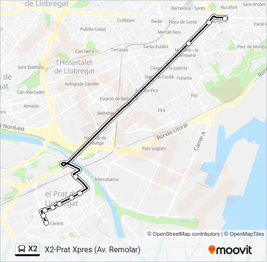 X2 Bus Line Map