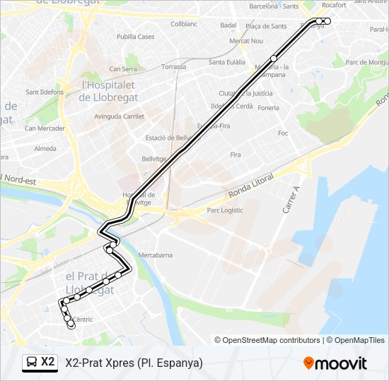 X2 Bus Line Map