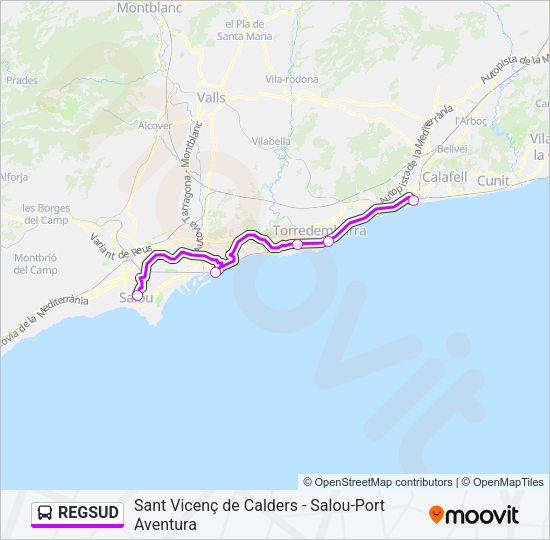 Mapa de REGSUD de autobús