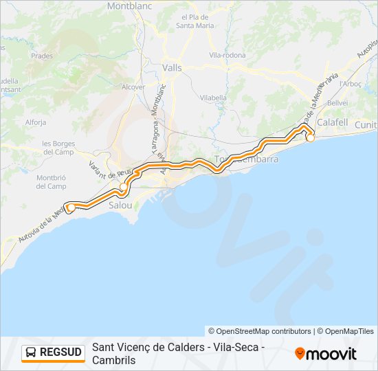 Mapa de REGSUD de autobús