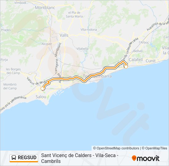 Mapa de REGSUD de autobús