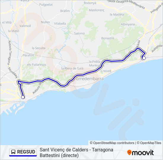 Mapa de REGSUD de autobús