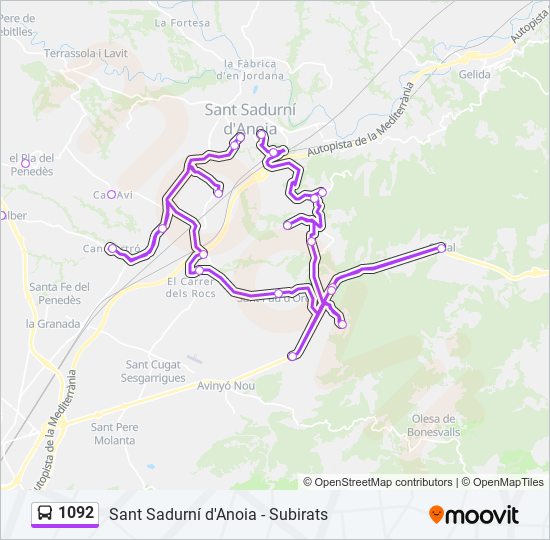 1092 bus Line Map