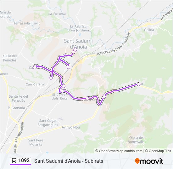 Mapa de 1092 de autobús