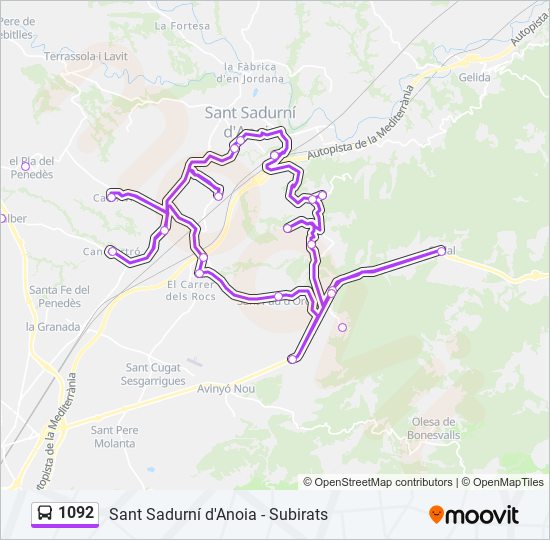 1092 bus Line Map