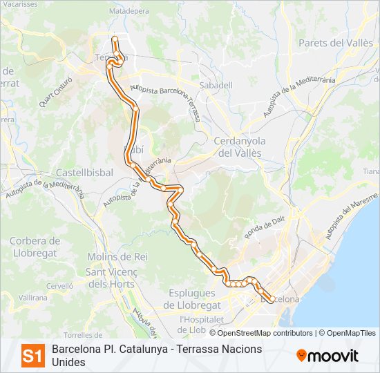 Mapa de S1 de tren