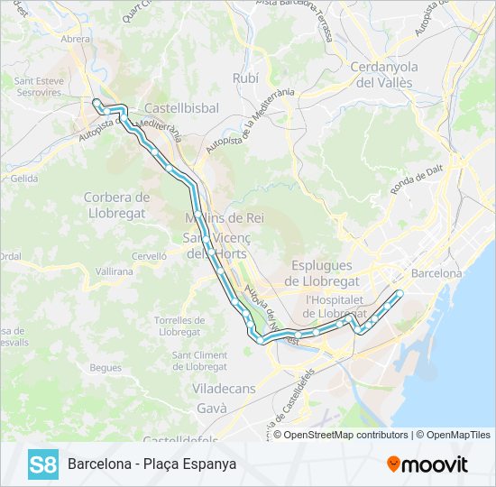 Mapa de S8 de tren