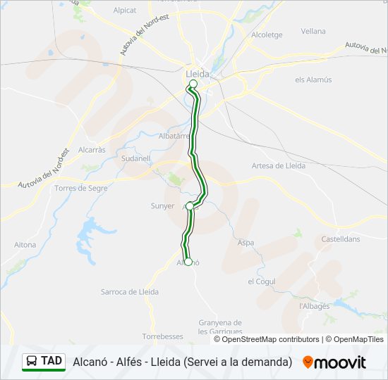 Mapa de TAD de autobús