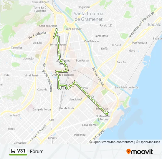 V31 Bus Line Map