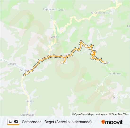 Mapa de R2 de autobús