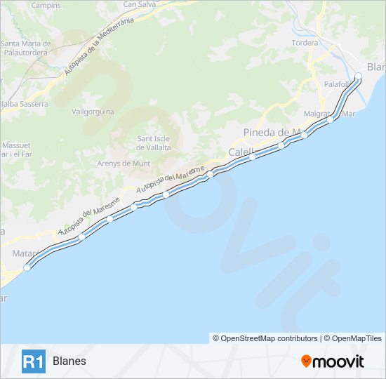 R1 Train Line Map