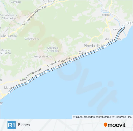R1 Train Line Map