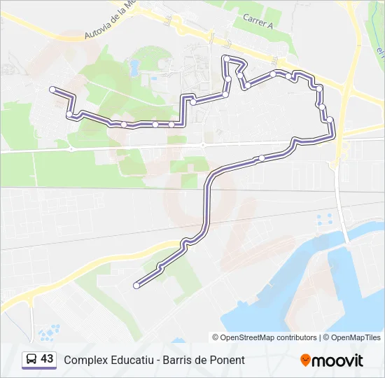 43 Bus Line Map