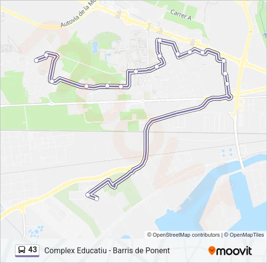 43 Bus Line Map