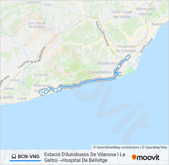 BCN-VNG Bus Line Map