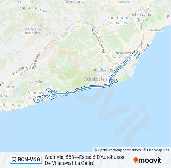 BCN-VNG Bus Line Map