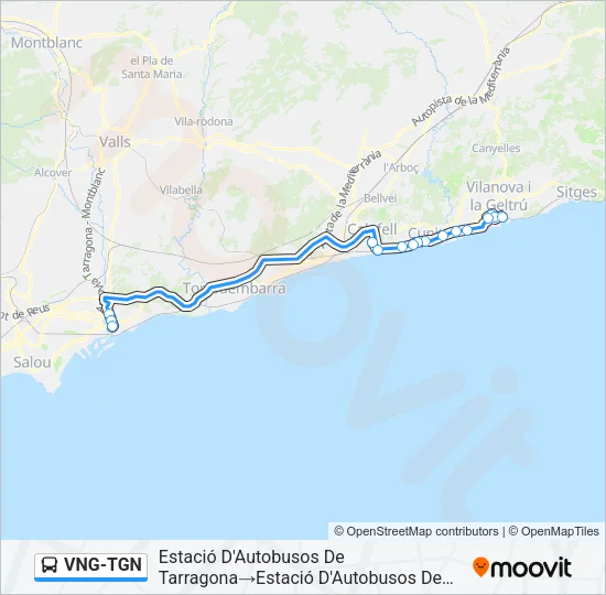 VNG-TGN Bus Line Map