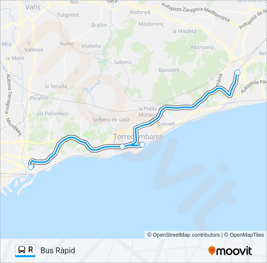 R Bus Line Map