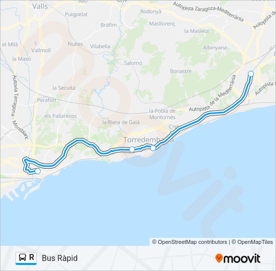 R Bus Line Map