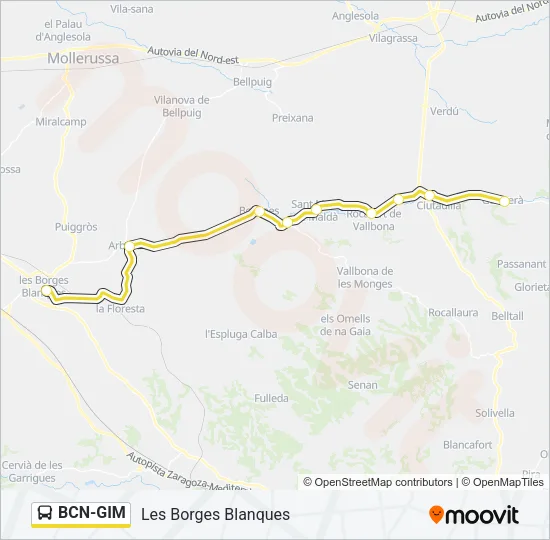 BCN-GIM Bus Line Map