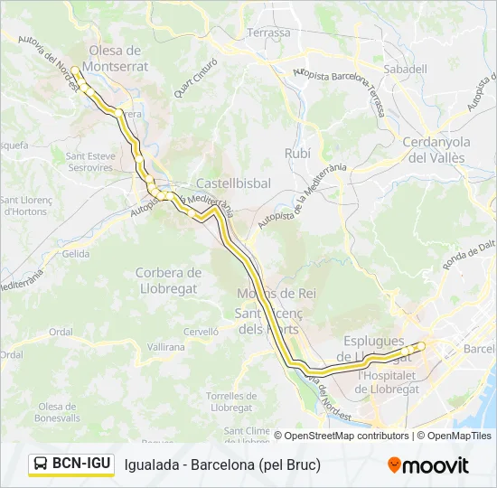 BCN-IGU bus Mapa de línia
