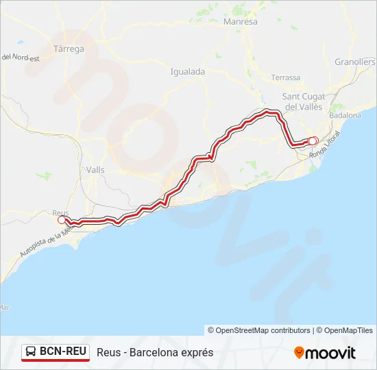 Mapa de BCN-REU de autobús