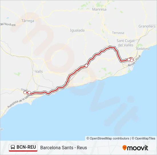 BCN-REU Bus Line Map