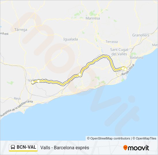 BCN-VAL Bus Line Map