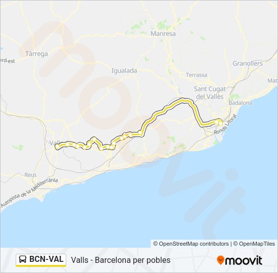 BCN-VAL Bus Line Map