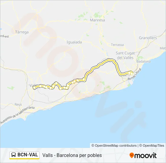 BCN-VAL Bus Line Map