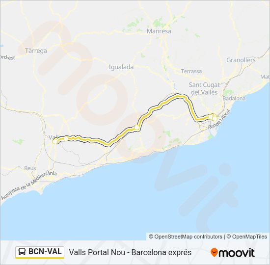 BCN-VAL Bus Line Map