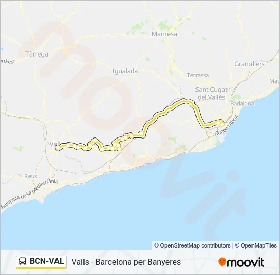 BCN-VAL Bus Line Map