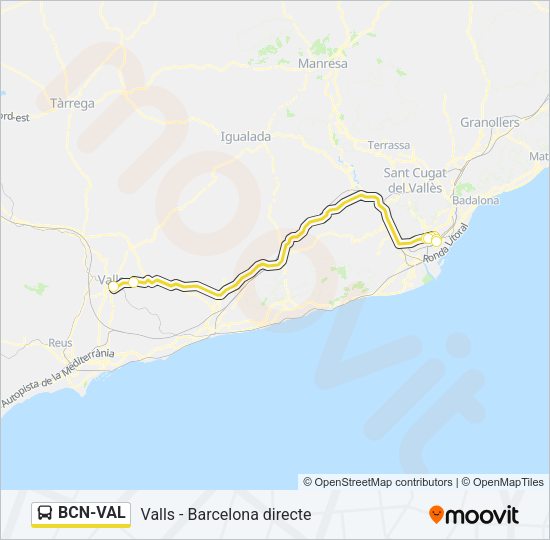 BCN-VAL Bus Line Map
